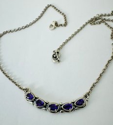 VINTAGE SOUTHWESTERN DESIGNER CAROLYN POLLACK STERLING SILVER AMETHYST SIGNATURE COLLECTION NECKLACE