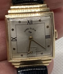 Fine Circa 1940s Art Deco LORD ELGIN 14K SOLID GOLD MENS WATCH- Excellent Condition