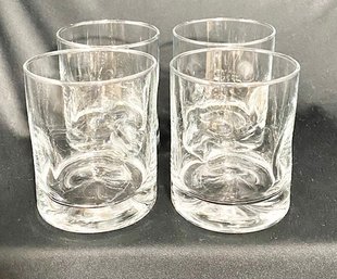 Set Of 4 Crisa Impressions Clear Double Old Fashioned Glasses