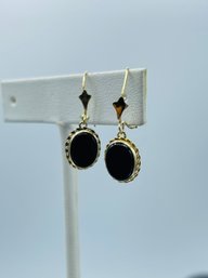 Wonderfully Elegant Black Onyx & 14k Yellow Gold Drop Earrings
