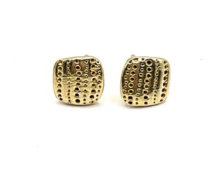 Sterling Silver Vermeil Textured Square Stud Earrings