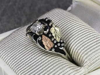 Lovely Vintage 10K Yellow / Rose Gold And 925 / Sterling Silver & Diamond Ring - Very Pretty Ring - Small