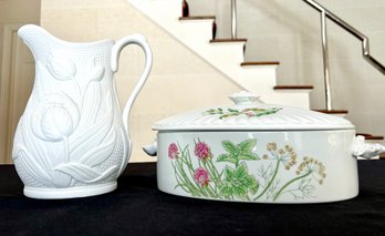 Vintage Tiffany & Co. Pitcher With Porcelain Covered Dish