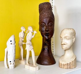 Vintage African Carvings - Bone, Tooth And Exotic Hardwood