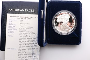 1994 Silver Eagle .999 1 Ounce Proof Coin Better Date