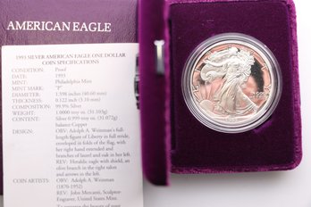 1993 Silver Eagle .999 1 Ounce Proof Coin Better Date