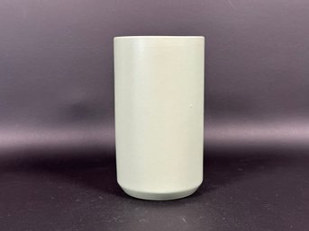 A Simple Ceramic Cylinder Vase In Sage Green