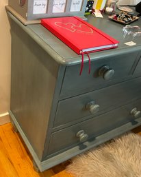 2 Matching Blue- Stained Wood Nightstands/ Dressers - Each With Four Drawers           MB