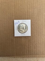 Beautiful 1963 Benjamin Franklin Silver Half Dollar