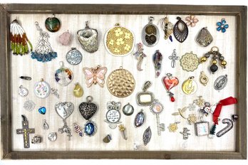 Large Tray Lot Of Assorted Pendants Including 925, Holiday, Natural Stone, And More