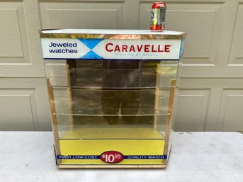 Vintage Caravele Division Of Bulova Jeweled Watches. 4 Shelf Show Case Display Case. 'From Only $10.95.'