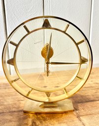 Rare Jeager Lecoultre Skeleton Clock Plexiglas And Brass. 8-Day Movement.