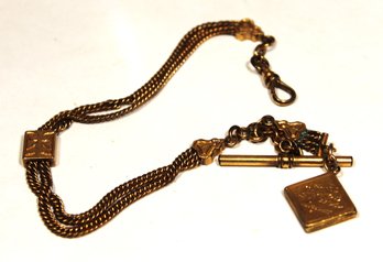 Large Victorian Gold Filled Watch Chain Fob Having Locket