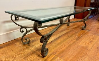 A Glass & Metal Cocktail Table 26 Wide X 57 Long  X 18h