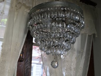 Lovely Vintage Multi Level Crystal Chandelier - Has Teardrop Style Crystals - Very Pretty Piece - Classic !