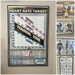 Exercise Guide Framed Posters - 5pc Lot  - Black Metal Frames For Home Gym,  Fitness Space