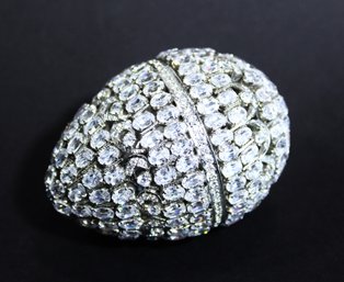 Fine Silver Plated Egg Formed Trinket Box Hand Set Crystal Stones