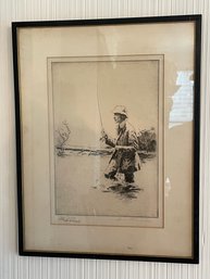 GORDON STEVENSON, Illinois, 1892-1982, Etching Of A Fly Fisherman
