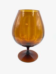 Fabulous Large Hand-blown Empoli Style Dark Amber Art Glass Snifter/compote