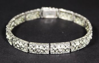 Sterling Silver Link Bracelet Having Tiny Diamond Stones