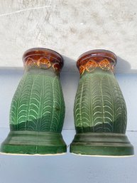 Robinson Ransbottom Pottery 1950s Green Fern Leaves Jardiniere Stand