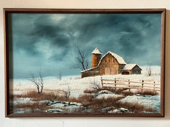 Everett Woodgon Painting Barn In Winter