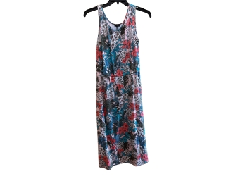 Talbots Printed Cotton Knit 3/4 Length Tank Dress Size Petite Large