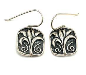 Israeli Designer Didae Sterling Silver Ornate Dangle Earrings