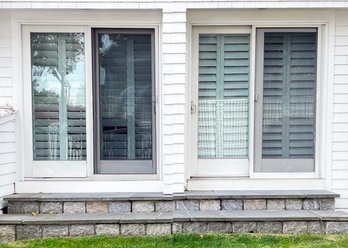 Two Pair Anderson French Doors, Screens, And Interior Shutters