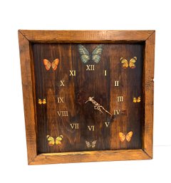 Beautiful Wood Folk Butterfly Art Clock