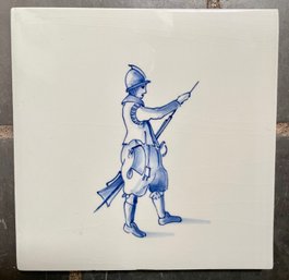 Delft Tile Depicting A 17th Century Soldier