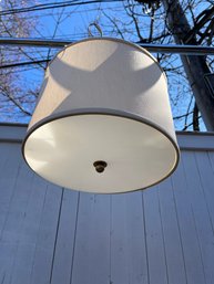 A Petite Semi Flush Mount Drum Shade Light Fixture -linen With Diffuser