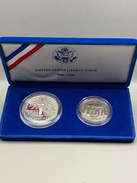 United States Liberty Coins 1986 Liberty Silver Dollar And 1986 Liberty Half Dollar