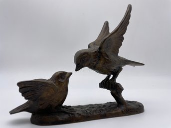 Vintage Max Le Verrier (1891-1973) Signed Bronx Sculpture Of Two Birds.
