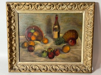 STILL LIFE PAINTING OF FRUIT AND WINE