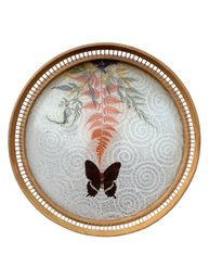 1970s Boho Chic Pressed Butterfly Bamboo Tray