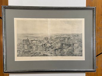 Bird's-eye View Of The Principal Buildings Of Yale University Kyes & Woodbury Print 28x20 Framed