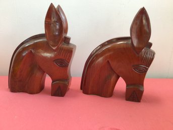 Hand Carved Solid Mahony Book Ends