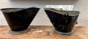 Two Antique Coal Scuttle Buckets