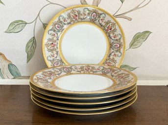 A Set Of 6 Hand Painted Gilt Rimmed Limoges Luncheon Plates