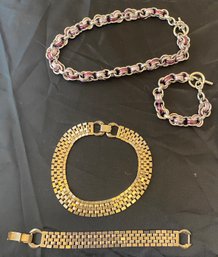 Two Necklaces With Matching Bracelets