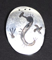 Fine Sterling Silver Hand Wrought Brooch Seahorse Mexican Vintage