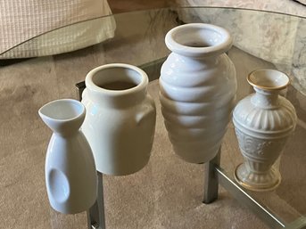 Ceramics - 4 Small White Vases