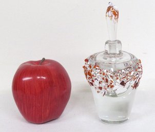 Possibly Stephen Nelson Art Glass Free Blown Perfume Bottle With Confetti Frit Decoration