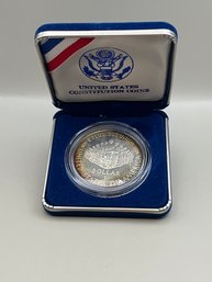 United States Constitution Coins 1987 Silver Dollar In Plastic Case **CASE CRACKED**