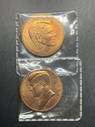 2 Presidential Tokens Kennedy, Reagan