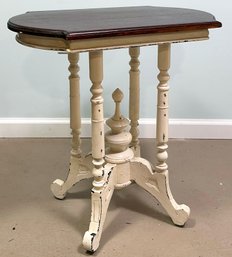 A Victorian Parlor Table - Painted Mahogany Base And Original Finish Top