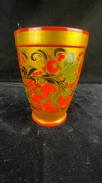 Golden Khokhloma 'Summer Strawberries' Goblet Vase