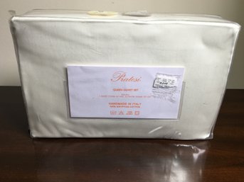 Brand New $500 Retail - PRATESI Queen Duvet Set & 2 Pillow Cases - MADE IN ITALY - Pure Egyptian Cotton - Wow