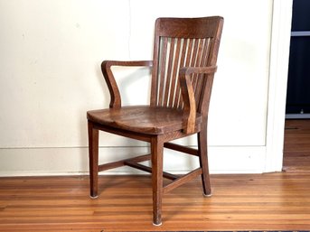 A Great Vintage Library Chair In Quarter-Sawn Oak